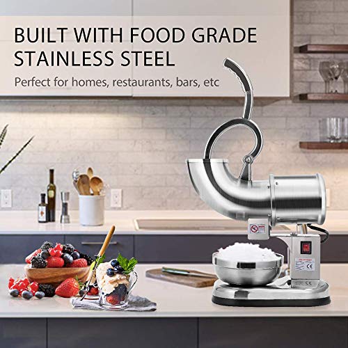 Trituradora de Hielo Eléctrica, Picadora De Hielo Eléctrica para Hielo y Bandeja para Hacer Conos de Nieve, Mezcla de granizados, cócteles, Frappe, té Helado y café, etc. 400 LB/h (180 kg/h)