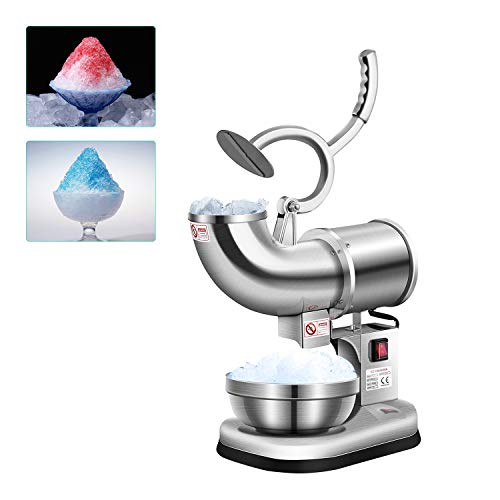 Trituradora de Hielo Eléctrica, Picadora De Hielo Eléctrica para Hielo y Bandeja para Hacer Conos de Nieve, Mezcla de granizados, cócteles, Frappe, té Helado y café, etc. 400 LB/h (180 kg/h)