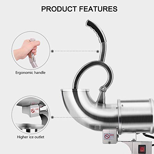 Trituradora de Hielo Eléctrica, Picadora De Hielo Eléctrica para Hielo y Bandeja para Hacer Conos de Nieve, Mezcla de granizados, cócteles, Frappe, té Helado y café, etc. 400 LB/h (180 kg/h)