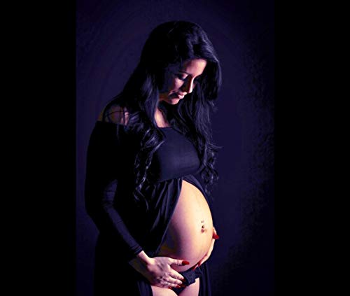 TrivingTech Modern Pregnant Women Photography Props, Vestido de maternidad Split Vista delantera foto Shoot Dress, Faldas fotográficas de maternidad (Negro 2)