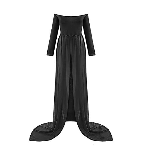 TrivingTech Modern Pregnant Women Photography Props, Vestido de maternidad Split Vista delantera foto Shoot Dress, Faldas fotográficas de maternidad (Negro 2)