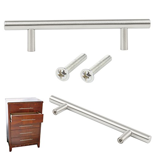 TRIXES Paquete de 20 Manijas en Forma de T en Acero Inoxidable para Cajones Puertas de Gabinete o Cocina - 150 mm de ancho; Centros 96mm - Tiradores Cocina