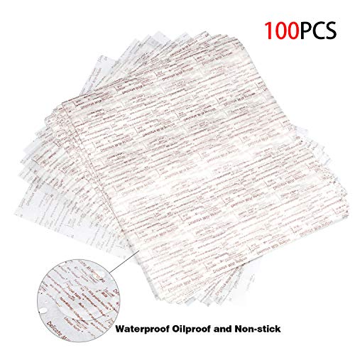 TsunNee - Papel para envolver alimentos; papel encerado impermeable a prueba de aceites; envoltorio para regalos, manualidades, pasteles, queso, turrón, chocolate, 25 x 22 cm