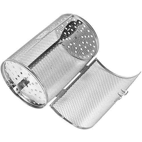 Ttdbd Cesta de Horno asador de Acero Inoxidable, para tostar nueces para Hornear, Granos de café, maní, Barbacoa, Parrilla, Tostador, 12 * 18 cm