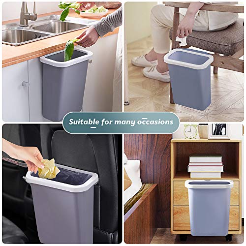 TTMOW Cubos de Basura Colgando para la Cocina, Coche, Oficina, Baño, Dormitorio 10L (Gris)