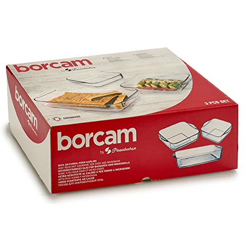 TU TENDENCIA ÚNICA Juego de 3 Bandejas de Cocina de Vidrio Borcam para Horno y microondas. Aptas para Nevera y Congelador