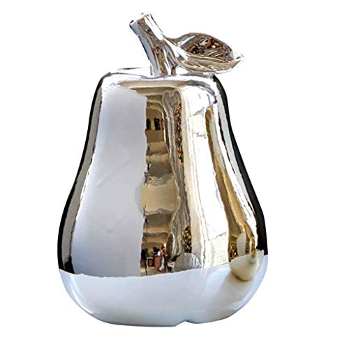 Tubayia - Figura Decorativa de cerámica con Forma de Pera Artificial, para Bodas, cumpleaños, Navidad, Plata