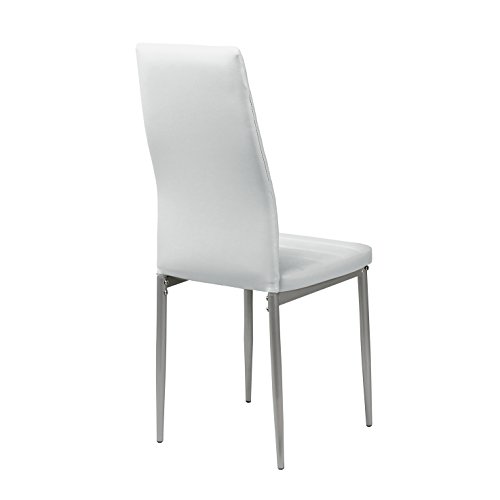 Tumueblekit Pack de Sillas Comedor Tapizada, Polipiel, Blanco, 97x42x42 cm, 4 Unidades