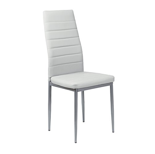 Tumueblekit Pack de Sillas Comedor Tapizada, Polipiel, Blanco, 97x42x42 cm, 4 Unidades