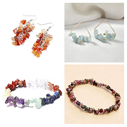 TURMIN 1000 Piezas de Cuentas Piedras Preciosas Juego Piedras Energía Cristal de Accesorios, Kit de Cuentas Chips Irregulares Triturados para Joyería de Bricolaje Collar Pulsera