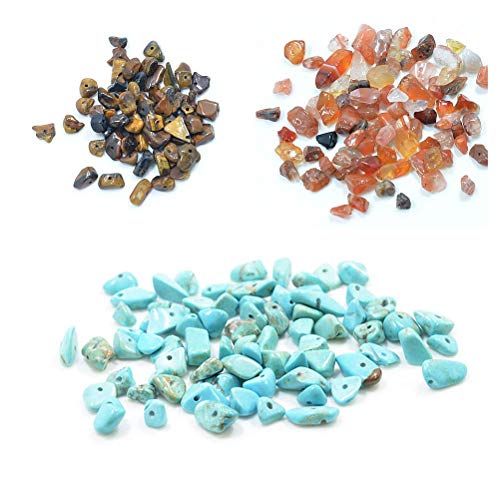 TURMIN 1000 Piezas de Cuentas Piedras Preciosas Juego Piedras Energía Cristal de Accesorios, Kit de Cuentas Chips Irregulares Triturados para Joyería de Bricolaje Collar Pulsera
