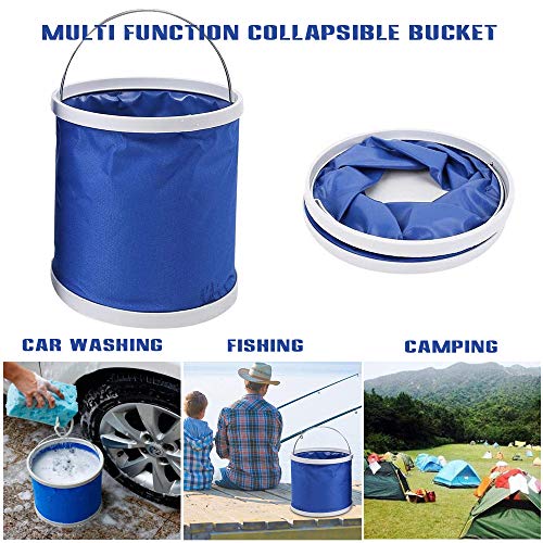 TUSNAKE Cubo Plegable Cubeta de Agua portátil Multiuso, Plegable, Ligera, Apto para Lavado de Autos,Espacio para Vacaciones, Jardín, Exterior, Pesca y Camping, Versátil,(11L)