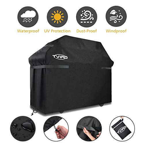 Tvird Funda para Barbacoa Impermeable, Cubierta para Barbacoa 300D Oxford 145 * 61 * 117cm,Protector para Barbacoa Anti-Viento/UV/Impermeabilidad,con Cuerda de Bloqueo