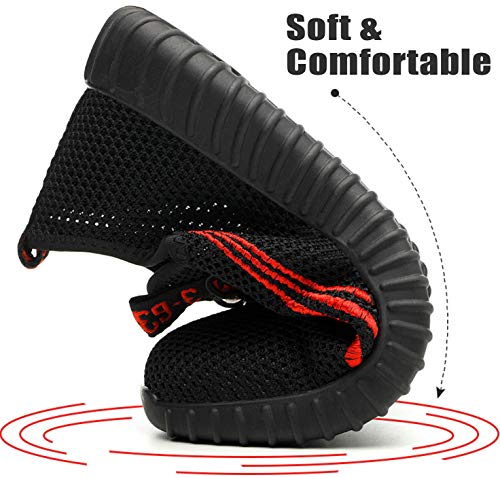 Ucayali Zapatos de Seguridad Hombre Trabajo Comodos Ligeros Transpirables Zapatillas Trabajo Seguridad Deportivo Punta de Acero para Electricista Soldador Cocina Construccion(023 Rojo, 39 EU)