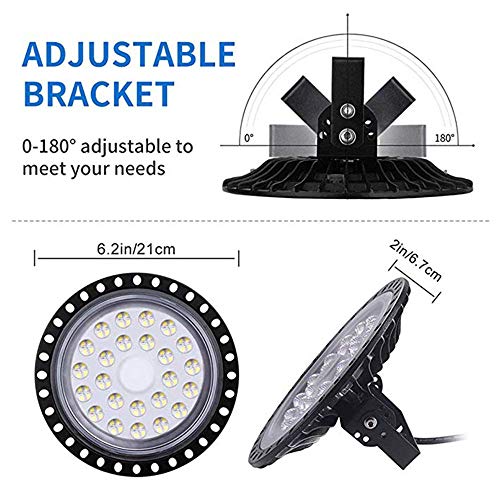 UFO Iluminación LED Alta, Lámpara Industrial Ultra Delgada,Lámpara Industrial de Blanco Frío 6000-6500K (100W, 1Pack)