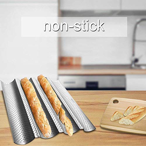 ulofpc Molde para Hornear Antiadherente de 16 x 10, 3 Canales Bandeja para Hornear de Pan francés Ola Molde para Pan de Acero al Carbono Molde para Hornear de Cocina