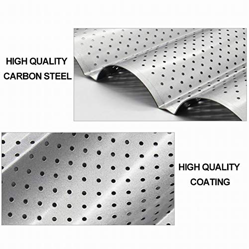 ulofpc Molde para Hornear Antiadherente de 16 x 10, 3 Canales Bandeja para Hornear de Pan francés Ola Molde para Pan de Acero al Carbono Molde para Hornear de Cocina