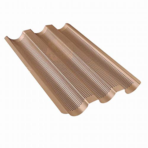 ulofpc Molde para Hornear Antiadherente de 16 x 10, 3 Canales Bandeja para Hornear de Pan francés Ola Molde para Pan de Acero al Carbono Molde para Hornear de Cocina