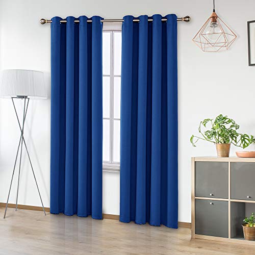 UMI by Amazon Cortinas Salón Opacas Térmicas Aislantes Frío y Calor para Ventanas Suaves 2 Piezas con Ojales 140 x 260 cm Azul Oscuro