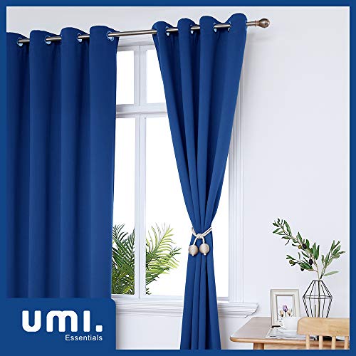 UMI by Amazon Cortinas Salón Opacas Térmicas Aislantes Frío y Calor para Ventanas Suaves 2 Piezas con Ojales 140 x 260 cm Azul Oscuro