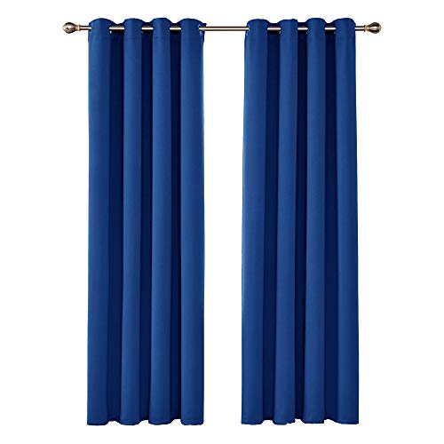 UMI by Amazon Cortinas Salón Opacas Térmicas Aislantes Frío y Calor para Ventanas Suaves 2 Piezas con Ojales 140 x 260 cm Azul Oscuro