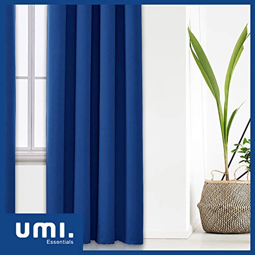 UMI by Amazon Cortinas Salón Opacas Térmicas Aislantes Frío y Calor para Ventanas Suaves 2 Piezas con Ojales 140 x 260 cm Azul Oscuro