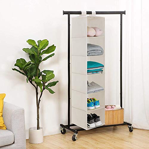 UMI. by Amazon - Organizador para Armario de 6 Niveles, Estantería Colgante para Armario, Estantería Colgante de Tela para Ropa, Beige, 130,8 cm