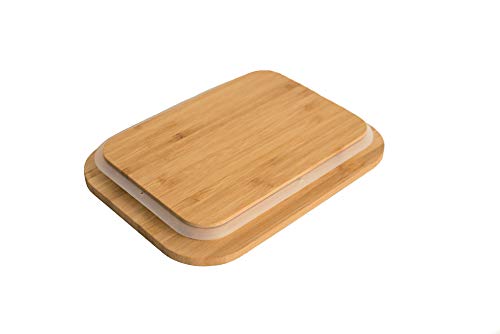 Une Belle Maison - Juego de 4 recipientes de cristal con tapas de bambú, apto para horno, microondas, congelador, lavavajillas