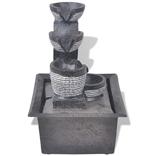 UnfadeMemory Fuente de Agua Decorativa de Interior,Fuente de Interior,Decoración de Hogar,Bomba Incluida,Polirresina (Tipo11 con LED,22,5x17x25,5cm)