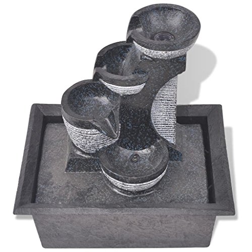 UnfadeMemory Fuente de Agua Decorativa de Interior,Fuente de Interior,Decoración de Hogar,Bomba Incluida,Polirresina (Tipo11 con LED,22,5x17x25,5cm)