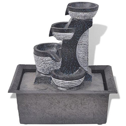 UnfadeMemory Fuente de Agua Decorativa de Interior,Fuente de Interior,Decoración de Hogar,Bomba Incluida,Polirresina (Tipo11 con LED,22,5x17x25,5cm)