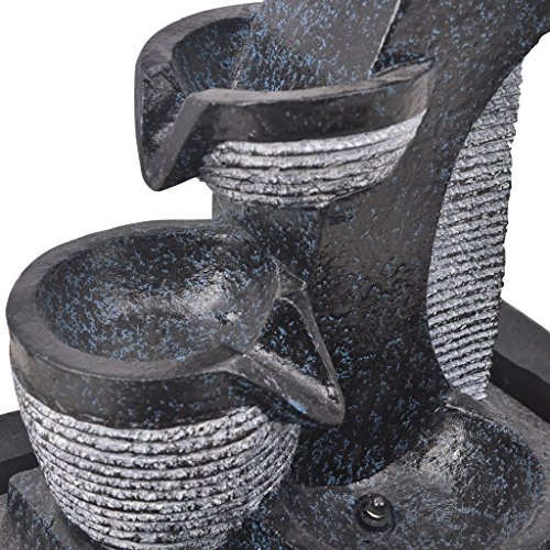 UnfadeMemory Fuente de Agua Decorativa de Interior,Fuente de Interior,Decoración de Hogar,Bomba Incluida,Polirresina (Tipo11 con LED,22,5x17x25,5cm)