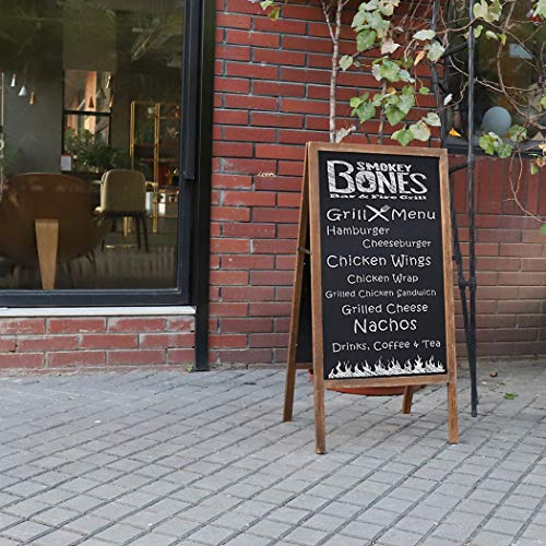 UNHO Pizarra Pie Madera: 100 x 50cm Pizarra Doble Cara con Superficie Magnética, Pizarra Bar Vintage para Restaurante Exterior, Pizarra Plegable para Menú Publicidad, Color Marrón