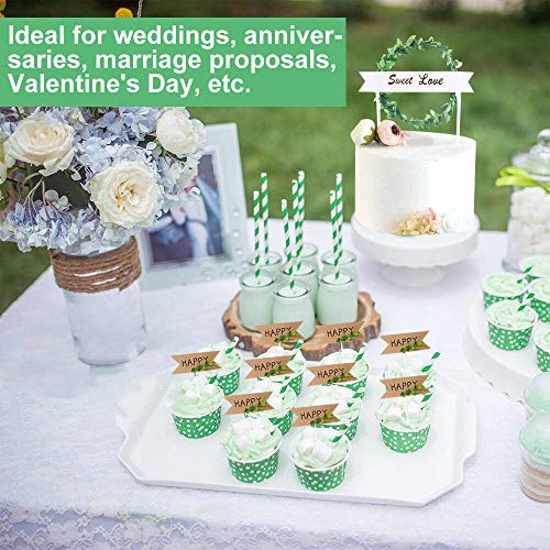 Uni-Fine Personalised Wedding Cake Topper, Sweet Love Cake Topper Supplies, Cake Decoration for Valentine's Day Lovers Anniversary (5PCS)