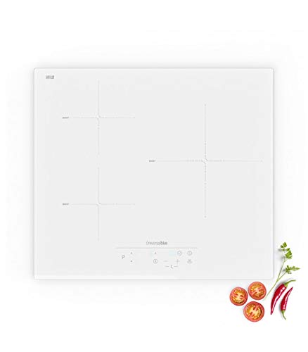 UNIVERSALBLUE | Placa Inducción Blanca | 3 Fuegos | Potencia 6500 W | Control Táctil | Temporizador | Función Boost