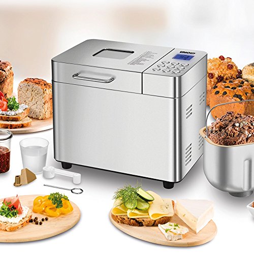 Unold Backmeister Edel Acero inoxidable 550W - Panificadora (Acero para muelles, Acero inoxidable, 1 kg, Masa, Pan sin gluten, Pan de trigo, 15 h, LCD)