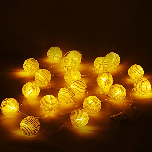 Uping Guirnalda Luminosa LED, 20 Farolillos 3.6 m, Funciona Con Pilas, Decoración Exterior y Interior para Fiesta/Boda/Ceremonia/Jardín/Casa (Blanco)