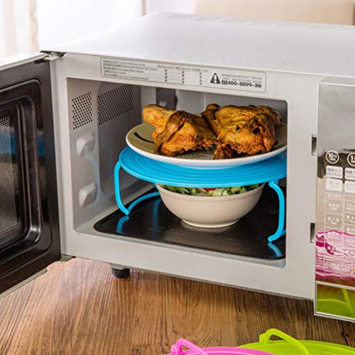UPKOCH 2 Piezas de Rejillas de Cocina de Vapor Doble Capa Rejillas de Comida Al Vapor Soportes para Platos Al Vapor Microondas Canasta de Cocina Salvamanteles para El Hogar (Azul)