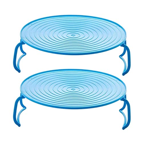 UPKOCH 2 Piezas de Rejillas de Cocina de Vapor Doble Capa Rejillas de Comida Al Vapor Soportes para Platos Al Vapor Microondas Canasta de Cocina Salvamanteles para El Hogar (Azul)