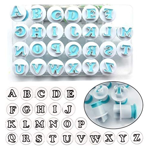 UPKOCH sellos de galletas 26 mayúsculas números del alfabeto inglés conjunto de cortador de fondant de galletas herramientas para hornear diy