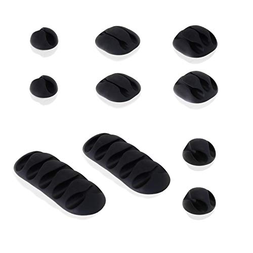 USB Cable Soporte Escritorio 10 Pieza Cable Clips Gestión de Cable Cable Cable Manager para Auto Escritorio Teléfono Móvil Cable (Negro) de Weiss - More Power +