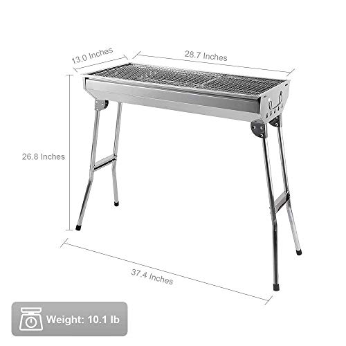 Uten Barbacoa Portátil de Acero Inoxidable Barbacoa Plegable Parrillada Asador al Aire Libre BBQ de Carbón para Cocinar Camping Senderismo Picnics
