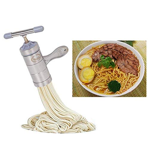 Utensilio de acero inoxidable para hacer fideos, pasta, vegetales y prensar fruta (1 dispositivo para la cocina y 5 moldes)