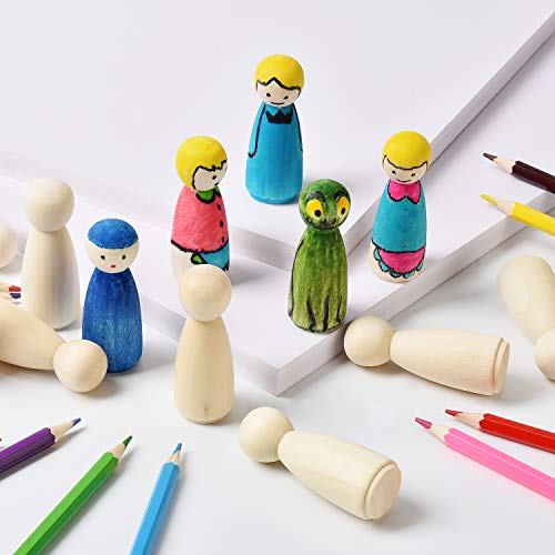 VABNEER 65mm Muñecas de Madera Muñeca sin Terminar Decorativa 20 Piezas Muñeca de Madera Peg Dolls para DIY Manualidad Decoración Artes y de Pintura (Niño & Niña)