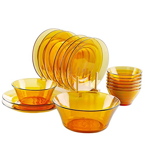Vajilla original importada Vajilla platos europeos plato conjunto 2 personas 12 piezas conjunto ámbar