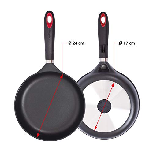 Valira Origen Gas-Vitro Sartén, Aluminio, Negro, ø 24cm