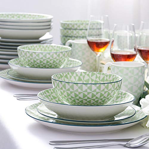 vancasso MIDORI Juego de Vajillas 40 piezas, Modernas Vajillas Completas de Porcelana con Tazas, Platos Hondos/Placa para 8 Personas
