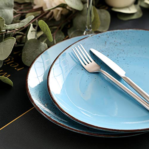 vancasso Serie Navia Oceano Juego de Platos 4 Piezas, Platos de Cena, Platos Llanos, Vajillas Esmaltada Gres, Aqua Blue, Vajillas Retro