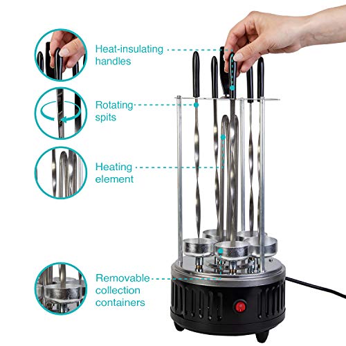 VANGALOO Barbacoa eléctrica de mesa – Barbacoa eléctrica – Schaschlik- Gyros-, kebab-, Dönerfleisch-, Dreh-Spießgrill eléctrica Dönergrill para el hogar