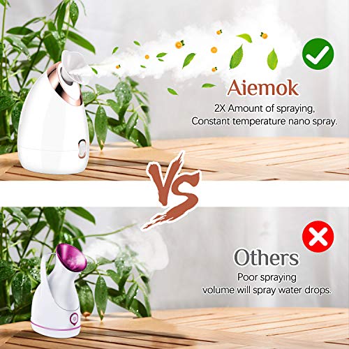 Vaporizador Facial, Aiemok Profesional Sauna Facial Vaporizador Spa Facial Vapor Térmico Nano Spray, Ionic Humidifier for Face Care, Piel Hidratante, Limpieza Profunda de Poros Facial Steamer
